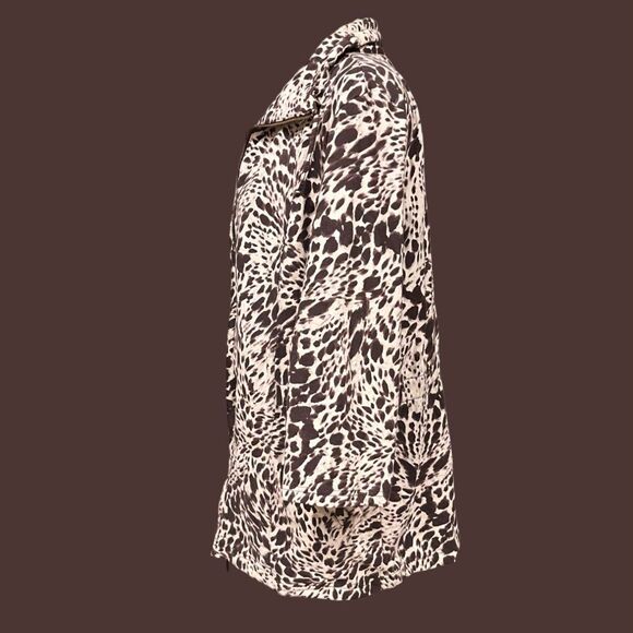 WEEKENDS BY CHICO'S Brown & Cream Animal Print Jacket Blazer Sz 3 - Picture 4 of 6